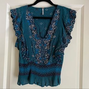 FREE PEOPLE beaded blouse